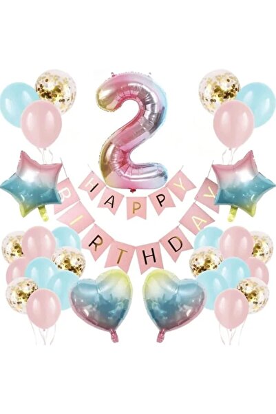 parti hediye sepeti Gökkuşağı konsept doğum günü parti seti