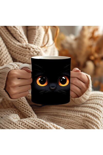 Evion Beret Cat Cracked Wall Themed 3D Design Ceramic Mug - Gift Mug