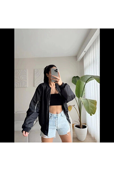 My Reality Fashion Unisex Lined Plain Bomber Jacket - Black