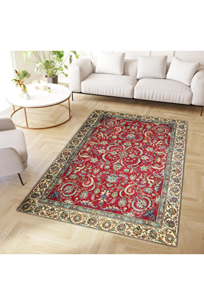 Rugs Modern Halı Mete Koleksiyonu Kırmızı Tema Floral ve Geleneksel Desenli V...
