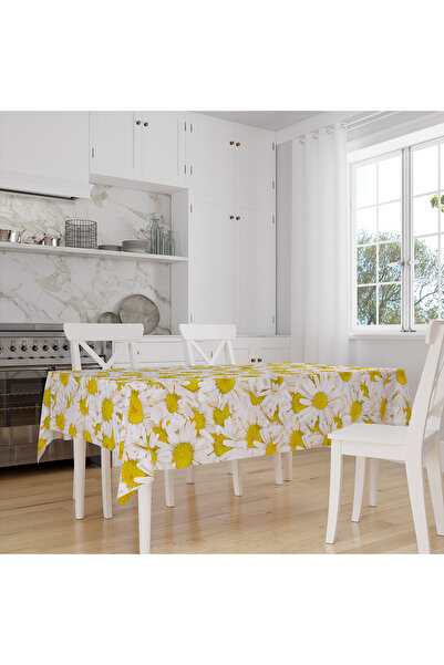 Else Dekor Цифровий друк з малюнком жовтих ромашок, не залишає плям, бездоганна тканина, скатертина, скатертина
