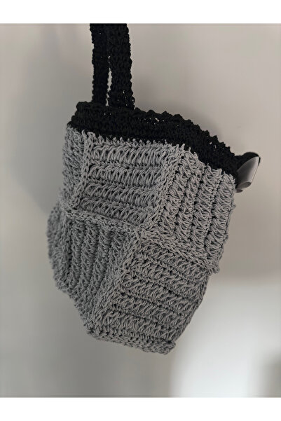 Bucci Handmade Hasır Çanta /El Örgüsü Kol Çantası / Kağıt Ip Örme Çanta / Astarlı