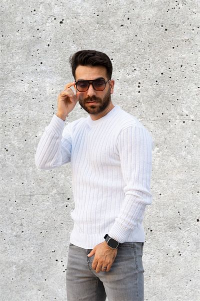 BİRBEYSTORE Ανδρικό πλεκτό πουλόβερ με λαιμόκοψη