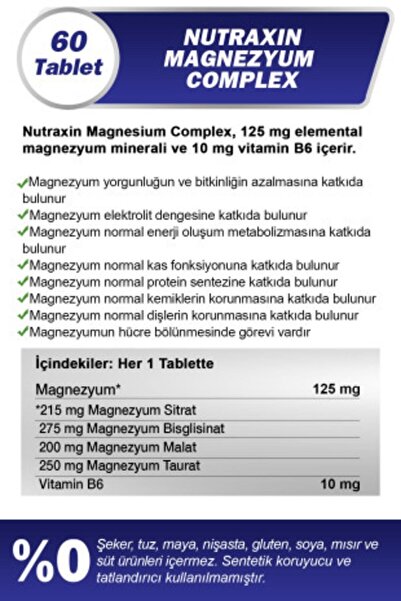 Nutraxin Magnesium Complex Vitamin B6 60 Tablet 2 ADET