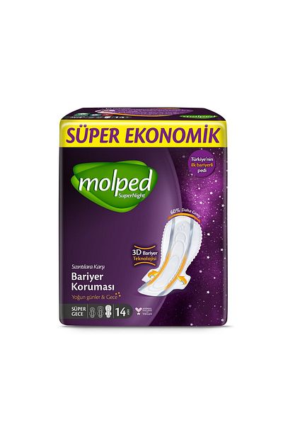 Molped Supernight Super Night Sanitary Pads 14 Pack X 6 Pack