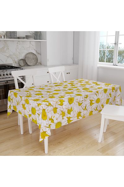 Else Dekor Yellow Daisies Patterned Digital Printed Stain Resistant Care Free Fabric Table Cloth Tableware Cloth