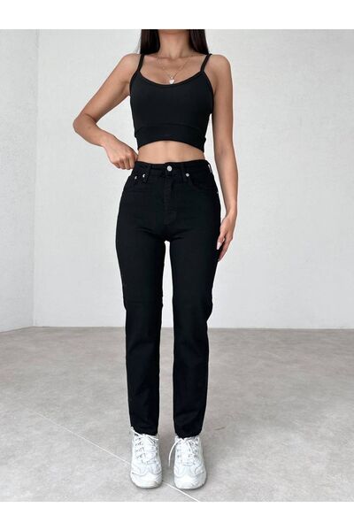 kleshus Mom Jeans Ελαστικό Slim Fit Standard Waist με τσέπες από βαμβάκι - Mo...