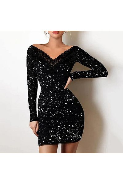 Rosy Live in style ΜΑΥΡΟ uzeri lurex kumastan off shoulder bodycon φόρεμα