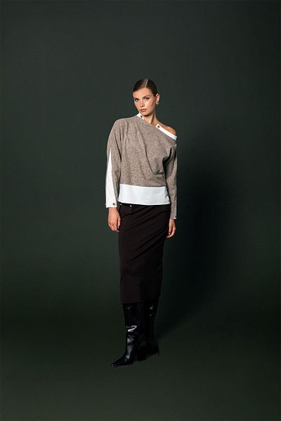 KAMEYA Shoulder Open Knitwear Bluz 25W10613
