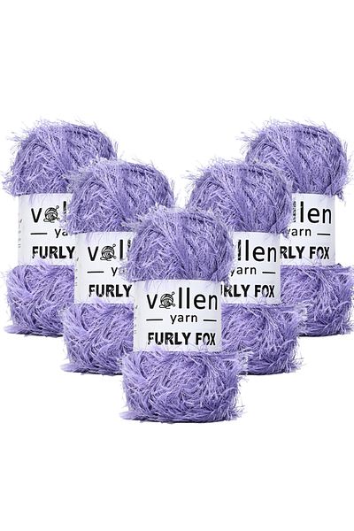 vollen yarn 5 τεμάχια Furly Fox Hand Knitting Twine Ζακέτα Πλεκτό Κλωστή, Τριχωτό Σχοινί, Πλεξούδα Πλεξούδας, Σχοινί με γένια,, Σχοινί σφουγγαρίστρας, Λιλά