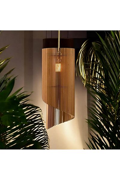 hü ma tasarım ve aksesuar Line Modern Design Natural Wood Mdf Laser Cut Rustic Living Room Chandelier