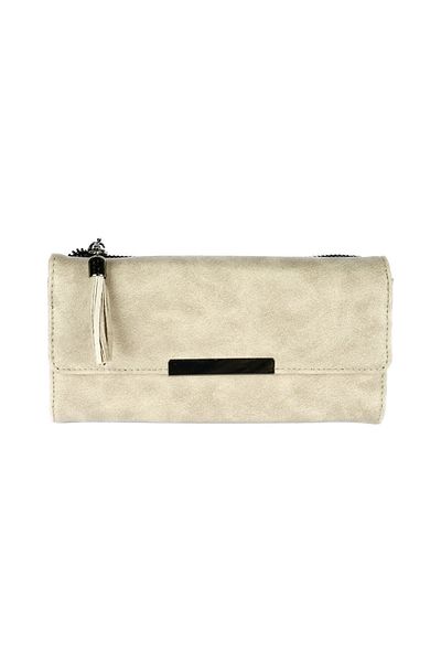 CüzCan Γυναικείο ευγενικό πορτοφόλι Ultra Luxury Cream Suede Leather