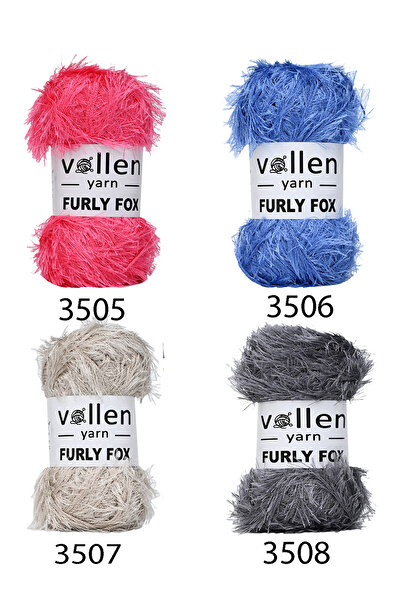 vollen yarn 5 Adet Furly Fox El Örgü Ipi Hırka Kazak Ipliği,tuylu Ip,pelus Ip,sakalli Ip,,paspas Ipi, Açık Gri