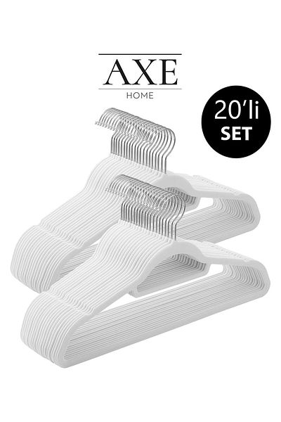AXE HOME White 20-Piece Non-Slip White Hanger Clothes Hanger with Tie and Trouser Hanger