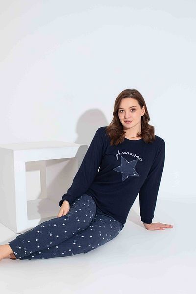 Tarık Women's Patterned Long Sleeve Thermal Fabric Winter Warm Pajamas Set