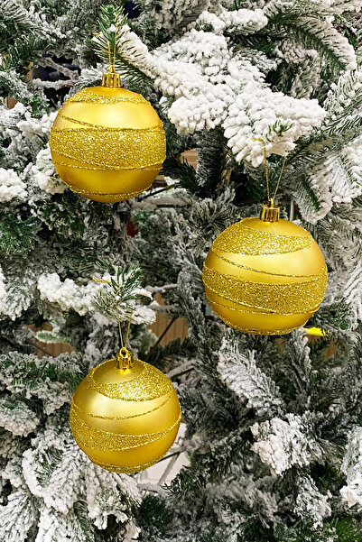 Yusuf Dirik YD Party Supplies Πολυτελής Ασημένια Μπάλα Χριστουγεννιάτικου Δέντρου - 3 Τεμάχια σε Κουτί Acetate με μέγεθος 8 cm