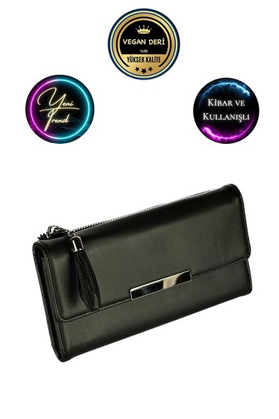 CüzCan Ultra Luxury Suede Leather Women's Polite Wallet - Black