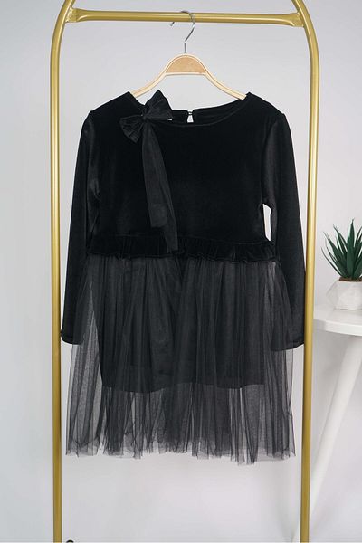 MİNİKO KİDS ROCHIE DE CĂRĂCIUN FETĂ CU TEMA DE CĂRĂCIUN, căptușită cu tul, cataramă, catifea, cu mânecă lungă