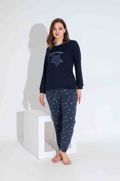 Tarık Women's Patterned Long Sleeve Thermal Fabric Winter Warm Pajamas Set