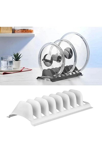 Albergio Pot Lid Organizer 8 Compartments Pot Lid Rack Pot Lid Organizer