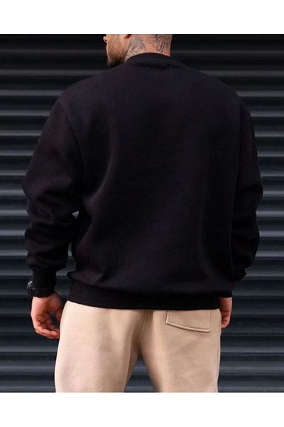 BYMEER Black Crew Neck Plain Sweatshirt