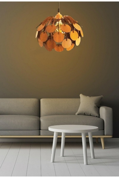 hü ma tasarım ve aksesuar Circle Modern Aydınlatma Tasarım Globe Küre Doğal Ahşap Mdf 3d Lazer Kesim Rustik Salon Avize Aplik