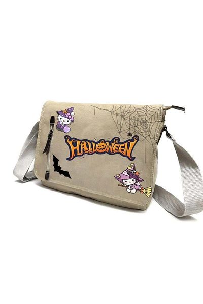 Touz Moda Halloween Kitty Printed Unisex Beige Messenger Τσάντα