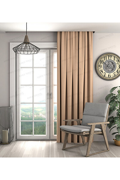 Taç Lüks, Sütlü Kahverengi Blackout Kalın Karartma Güneşlik Perde (EN X BOY PİLESİZ TEK KANAT)