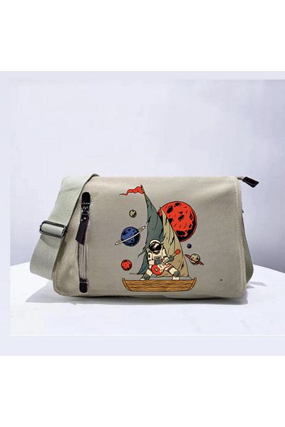 Touz Moda Δωρεάν Astronaut Unisex Beige Messenger Bag