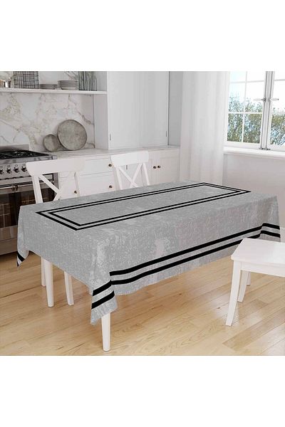 3D ELSE HALI Light Brown Striped Patterned Digital Printed Stain Resistant Carefree Fabric Table Cloth Tableware Cloth