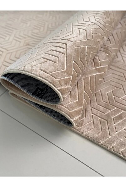 AKSU Dinarsu Armoni Bej Modern Kaymaz Taban Yolluk Yıkanabilir Oturma Odası H...