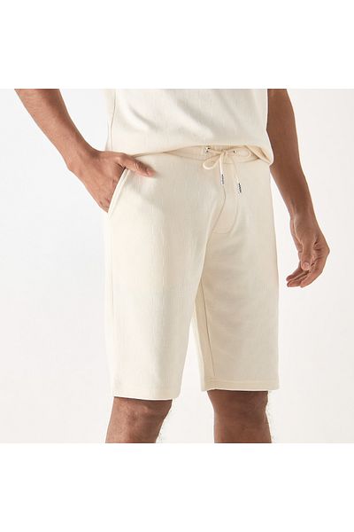 Iconic Jacquard Textured Shorts with Drawstring Closure