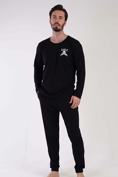 VİENETTA Ανδρικό μακρυμάνικο σετ πιτζάμες Vienetta Man Black