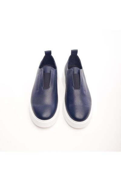 derinet Hakiki Deri Lastik Bağcıklı Erkek Sneaker