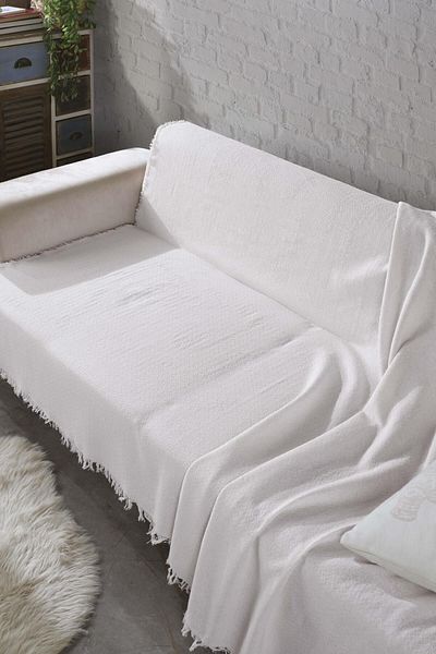 LADYNİL Κάλυμμα καναπέ εκρού ζιγκ-ζαγκ - 170x210