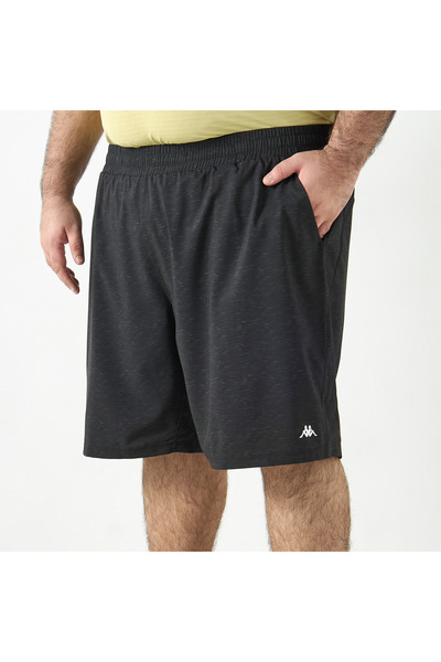 Kappa Logo Print Shorts with Elasticated Waistband and Pockets