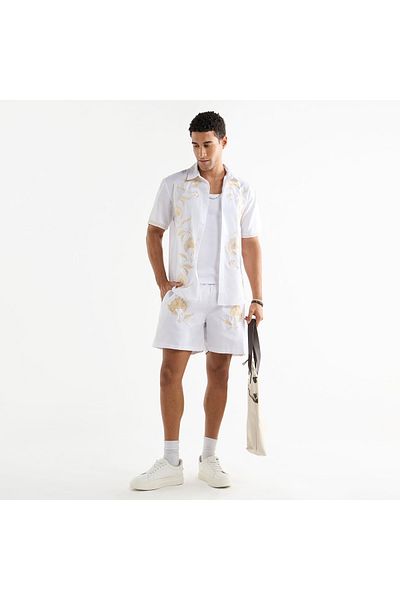 FAV Embroidered Shorts with Drawstring Closure and Pockets