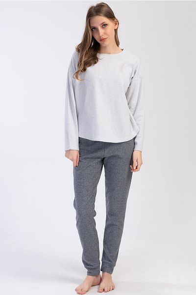 VİENETTA Set de pijamale interlock jacquard cu mânecă lungă pentru femei Vienetta White