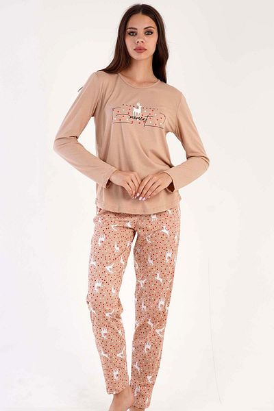 VİENETTA Vienetta Light Brown Γυναικείο Σετ Πιτζάμες με μακρυμάνικο P.Supreme