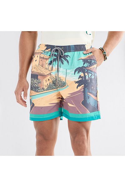 FAV Palm Tree Print Shorts with Drawstring Closure and Pockets