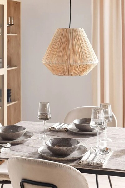 oceanpoint Doğal Rafya El Örgüsü Büyük Avize Modern ve Bohem Tarz Dekoratif T...