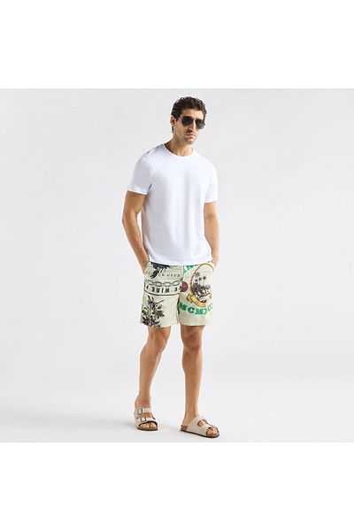 FAV Palm Tree Print Shorts with Drawstring Closure and Pockets