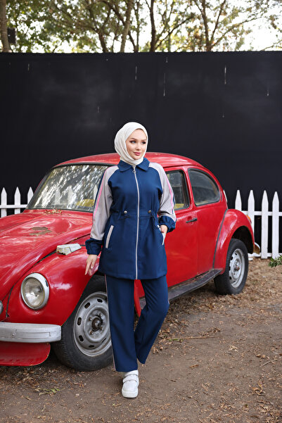 Ryzi Moda Σετ αθλητικής φόρμας Hijab με φερμουάρ Double Crep Fabric