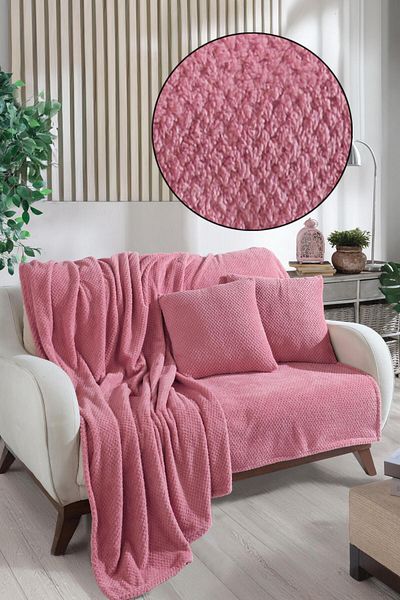 LADYNİL Wellsoft / Husă de canapea și pătură TV 180x200 2 bucăți 45x45 Husă de pernă Dusty Rose