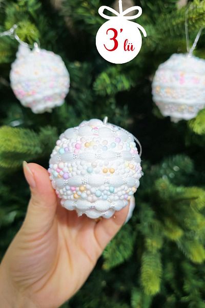 PEKSHOP Πρωτοχρονιάτικο Macaron Πολύχρωμο Στρογγυλό Candy Ball - Luxury Cane Candy Pine Tree