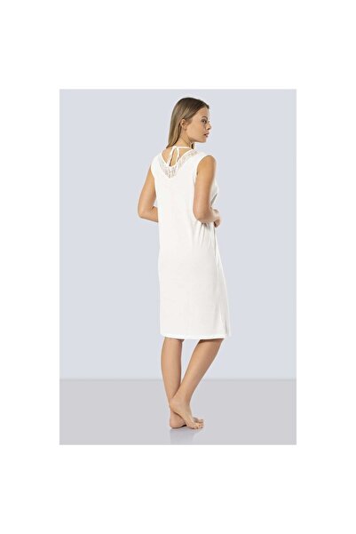 TÜREN 3285 Lace V-Neck Nightgown - Ecru