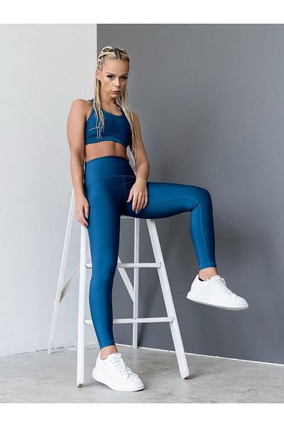 LizzSpor Leggings de damă cu talie înaltă pentru recuperarea culorii petrolului