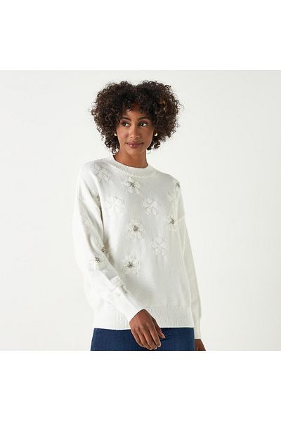 2Xtremz Embellished Sweater with Round Neck and Long Sleeves