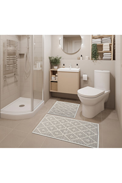 WOOF HOME 2 Li Bukle Banyo Takımı (BANYO TEKSTİLİ/MODERN/DOĞAL/SADE/ŞIK KAYMA...