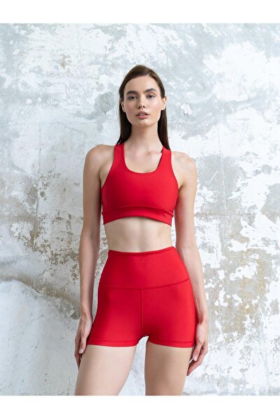 LizzSpor Kadın Kırmızı Toparlayıcı Mini Şort
